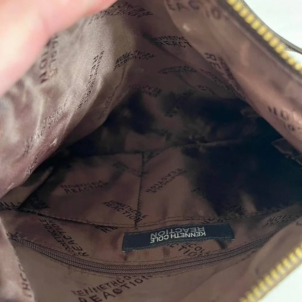 brown‎ leather purse kenneth reaction crossbody y2k
